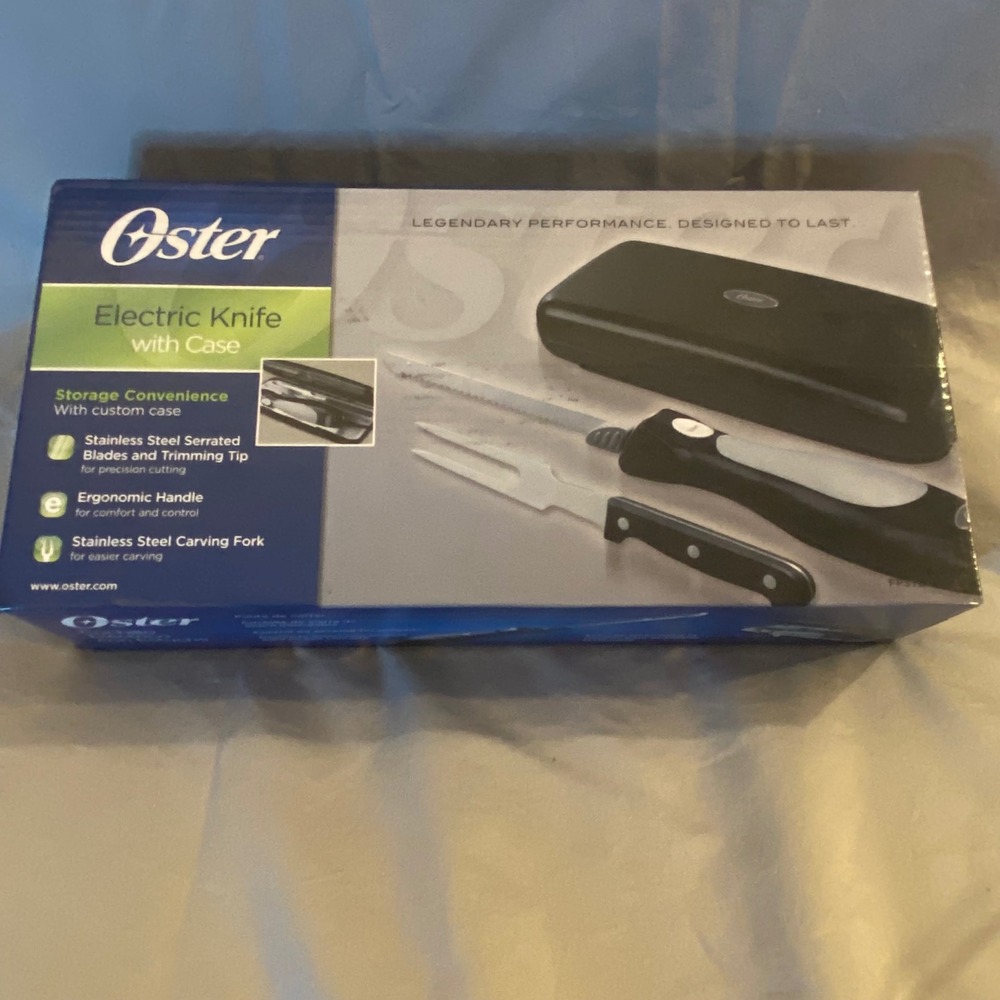 Oster Electric Carving Knife with Case NIB Stainless Steel Blades Fork